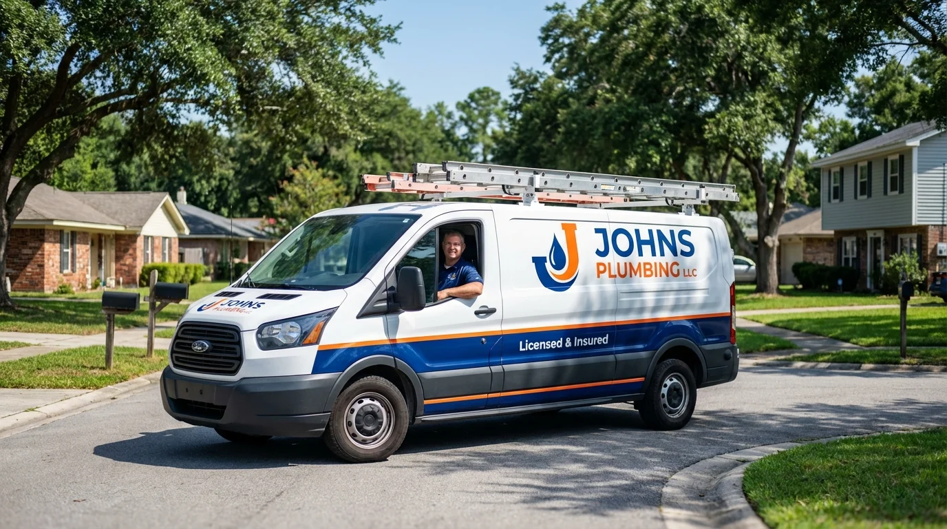Johns Plumbing LLC service van in Fort Belvoir, VA