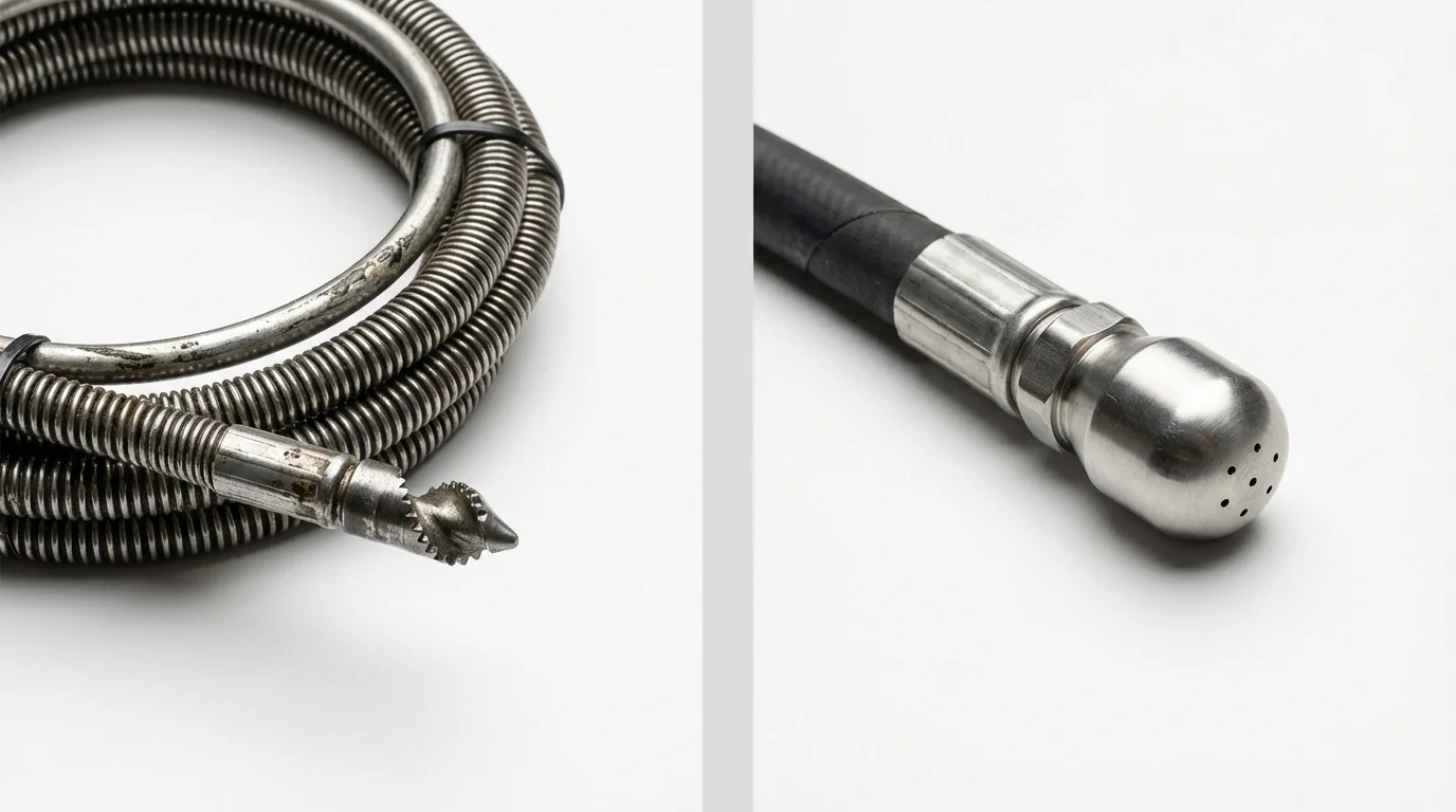 Drain snake cable and hydro jetting nozzle used for drain cleaning in Fort Belvoir, VA