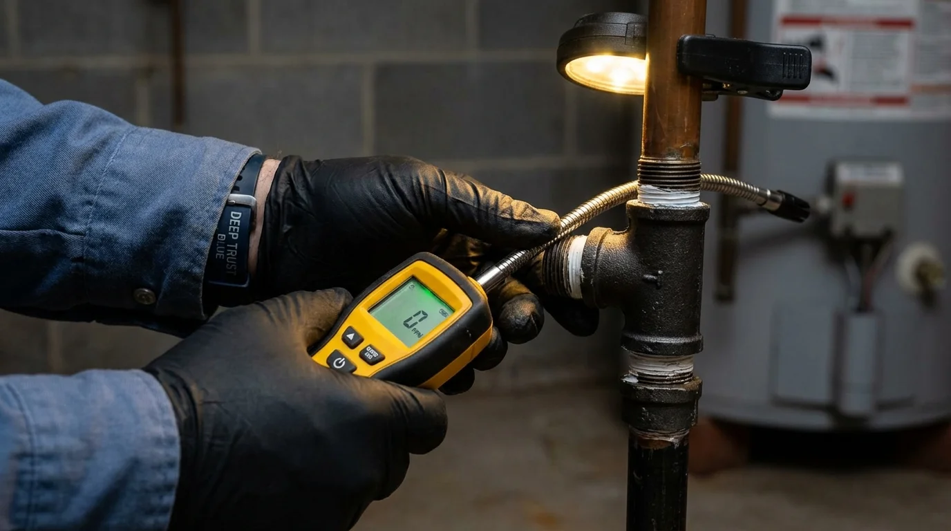 Gas leak detection with electronic sniffer by Johns Plumbing LLC in Fort Belvoir